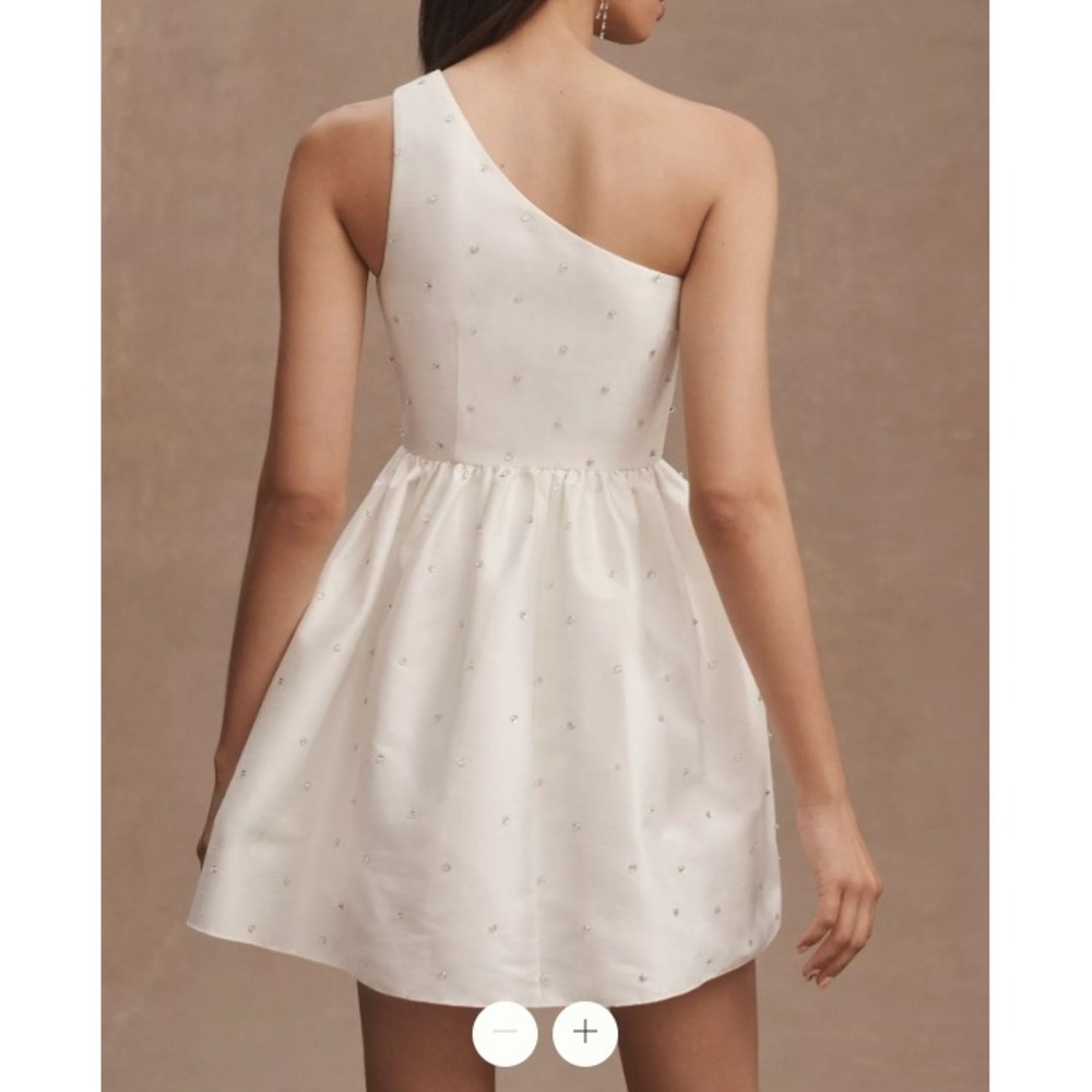 Sachin & Babi Dress One Shoulder Womens 10 White Rhinestone Cocktail Party Mini - Picture 2 of 16